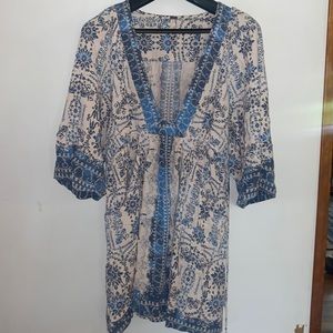 Free People Blue and White Tunic/Dress